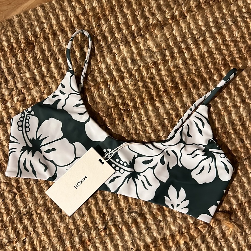 MIKOH Hermosa Scoop Top in Tropical Wakame  NWT size S